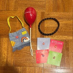 American Girl Doll Accessories Bundle Red Balloon and Denim Patch Bag